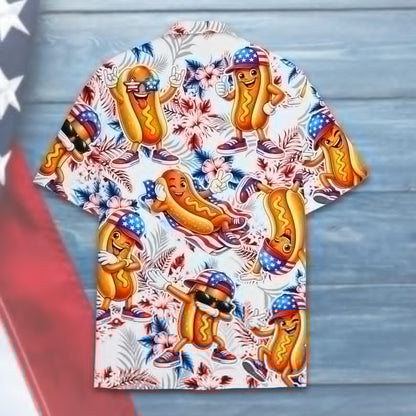 4th of July Hotdog Shirt, Funny BBQ Hawaiian Shirt for Adult Youth