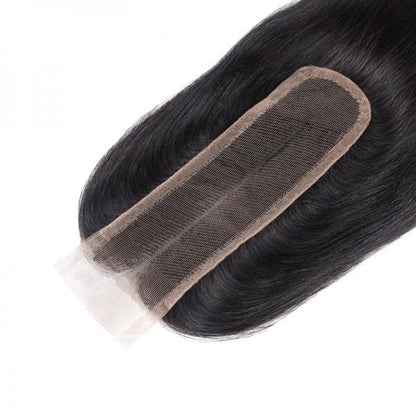 Straight Human Hair Lace Closure Natural Color Pre-Plucked 100% Brazilian Virgin Hair 10-20 Inch Full End Free/Middle Part