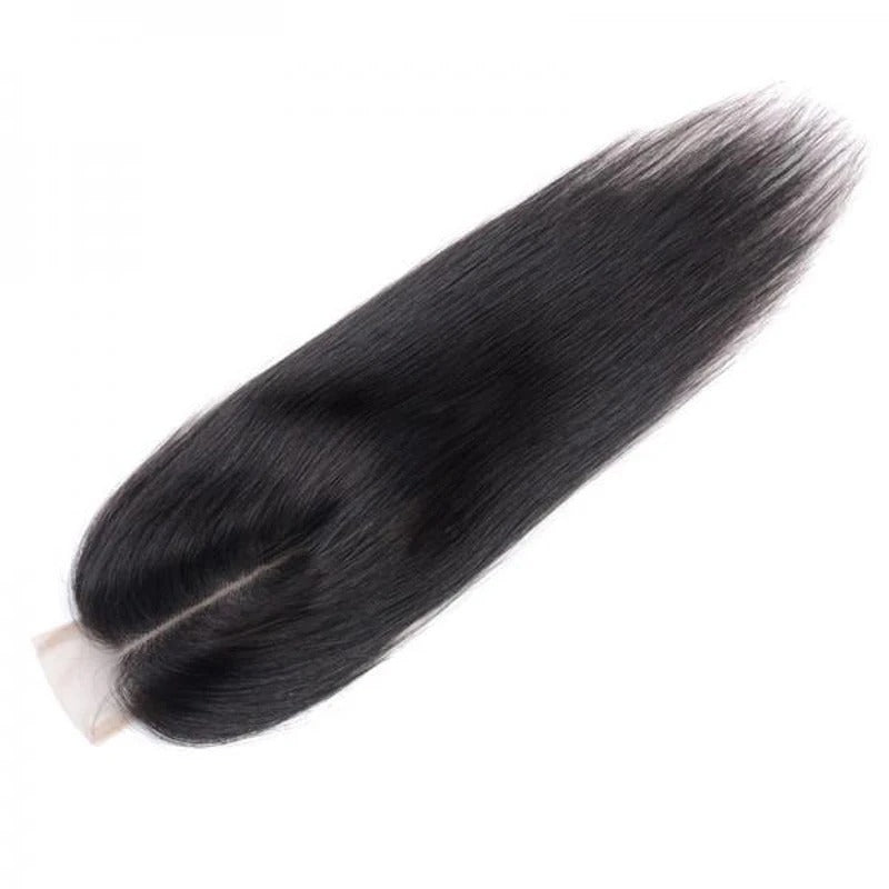 Straight Human Hair Lace Closure Natural Color Pre-Plucked 100% Brazilian Virgin Hair 10-20 Inch Full End Free/Middle Part