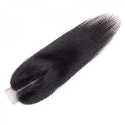 Straight Human Hair Lace Closure Natural Color Pre-Plucked 100% Brazilian Virgin Hair 10-20 Inch Full End Free/Middle Part