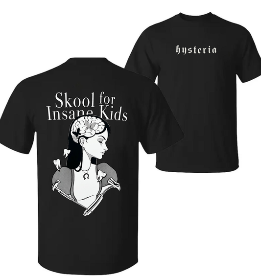 Skool for Insane Kids, Graphic Tee Tops, Fashion Cotton, Full Colors, Full Sizes, For Men, For Women