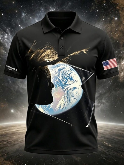 Artemis Orion Window Earth Polo Shirt, Christina Koch Artemis II T-Shirt, Space Mission Tee, Orion Spacecraft Apparel, Artemis II Gift