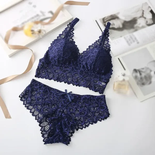 Sexy Lace Women Underwear Set Seamless Wire Free Bra Sets Hollow Out Bra and Panty Sets For Women