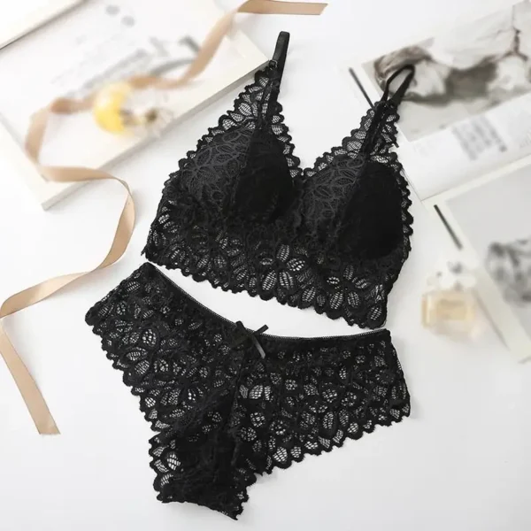 Sexy Lace Women Underwear Set Seamless Wire Free Bra Sets Hollow Out Bra and Panty Sets For Women